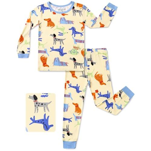 babee Reshinee Bamboo Viscose Toddler Kids Pajamas Set, Long Sleeve Boys | Boys & Girls 2-Piece Snug Fit PJs, Cozy All-Season 12M-8Y Sleepwear, Jammies, Breathable, Stretchy, Tagless, Buttery Soft