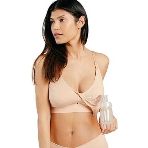 Supermom Pumping and Nursing Bra, Hands Free Maternity Bra for Breastfeeding, Comfortable Soft Breast Pump Bra