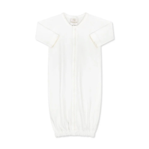 Snuggle Me Saque - Park White with Ecru Featherstitching