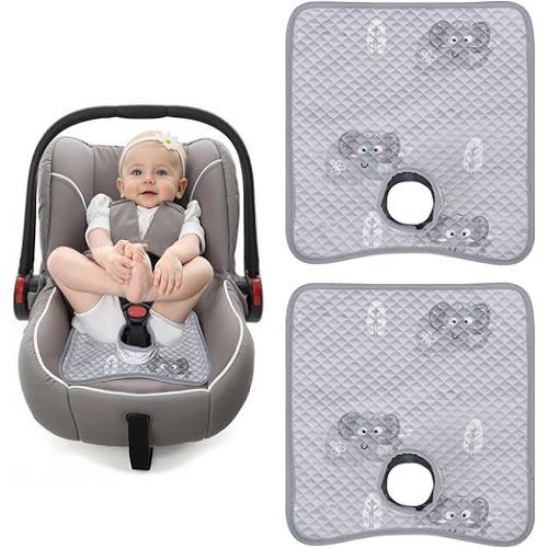 Potty Training Car Seat Protector, Waterproof Car Seat Cover for Toddlers, Piddle Pads for Baby Carseat, Stroller, Non-Slip & Machine Washable (Gray, 2PC)