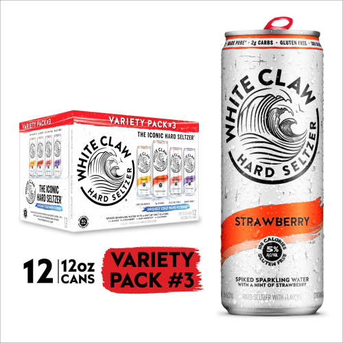 White Claw Hard Seltzer Variety Pack No. 3, 12 Pack, 12 fl oz Cans, 5% ABV