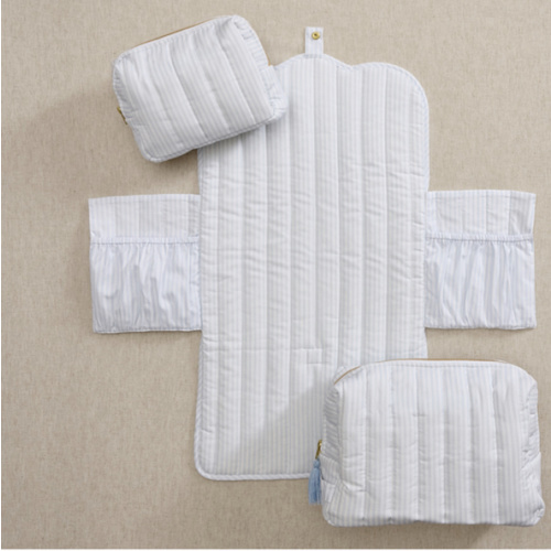 Oxford Stripe Quilted Changing Tote Travel Set