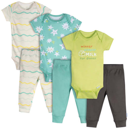 6-Piece Baby Neutral Milk Dinner Onesies® and Active Pant Set – Gerber Childrenswear