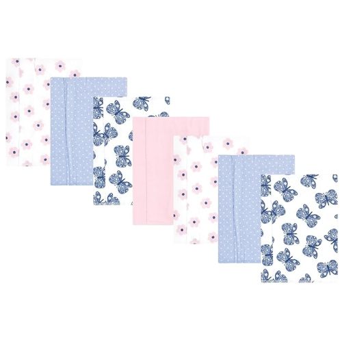 Hudson Baby Unisex Baby Cotton Flannel Burp Cloths 7-Pack, Beautiful Butterfly, One Size