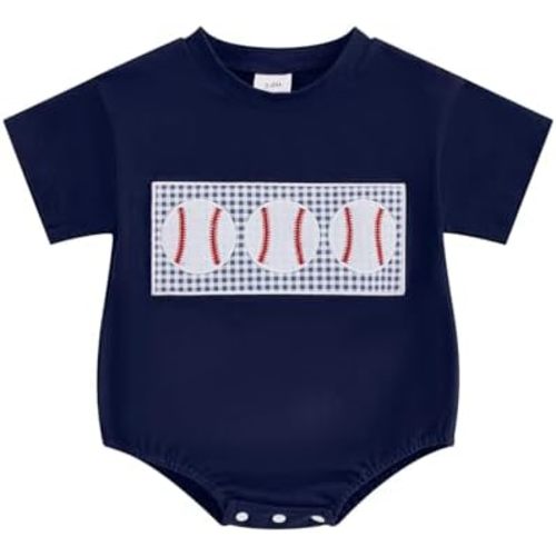 Baby Boy Golf Baseball Outfit Golf Cart/Baseball Embroidery Short Sleeve Bubble Romper Onesie Cute Summer Clothes