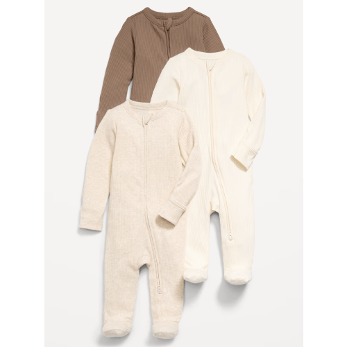 Ribbed 2-Way-Zip Sleep & Play Footed One-Piece 3-Pack for Baby | Old Navy
