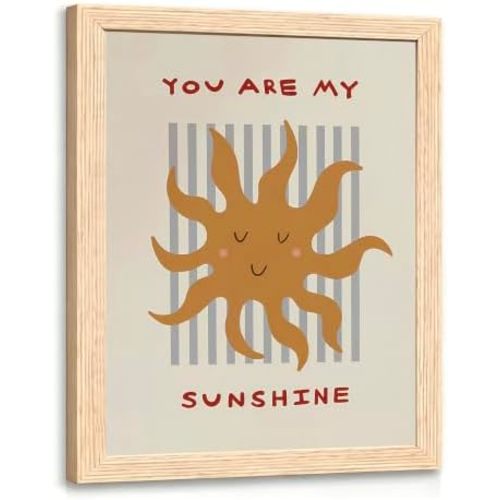 INJOLLY Wood Framed You Are My Sunshine Nursery Wall Art 8x10 in