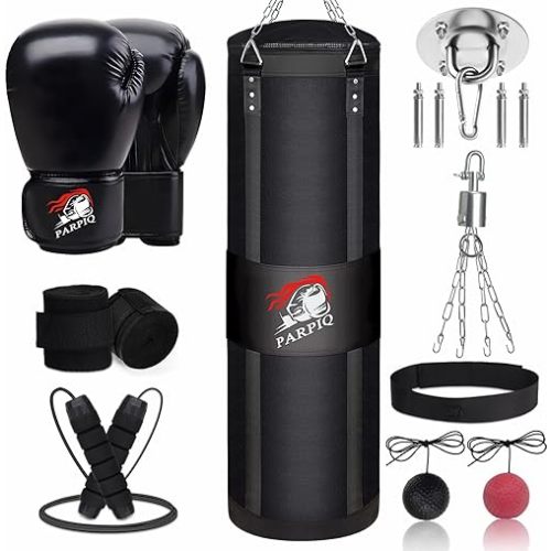 Unfilled Hanging Punching Bag Set for Adults, 4FT Oxford Heavy Boxing Bag with 12oz Boxing Gloves, Hanging Boxing Bag for MMA Karate Kickboxing Muay Thai Training Equipment