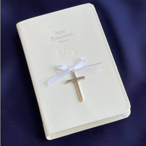 Baby Bible with Sterling Silver Cross White