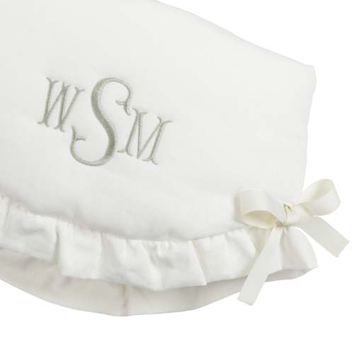 Light Ivory&nbsp;Linen Scalloped Crib Rail Cover&nbsp;with Ruffles