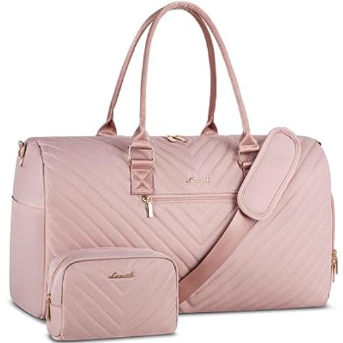 LOVEVOOK Travel Duffle Bag, Weekender Bag for Women with Toiletry Bag, Carry on Overnight Bag with Shoe Compartment, Gym Duffel Bag with Wet Pocket, Mommy Hospital Bags for Labor and Delivery