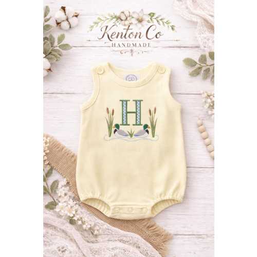 Mallard Duck Monogram Bubble Romper | Personalized Baby Boy Outfit, Southern Charm