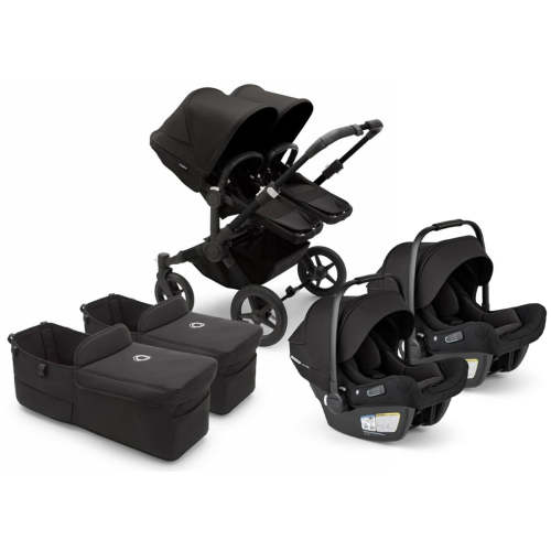 Bugaboo Donkey 5 + Turtle Air Shield Twin Travel System Bundle - Black / Midnight Black / Midnight Black / Black
