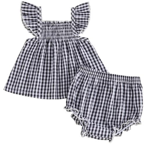 Mubineo Baby Girl Summer Clothes Cute Ruffle Tops Dress Shorts Outfits Set Infant Toddler Shirt Bloomers Princess Outfit