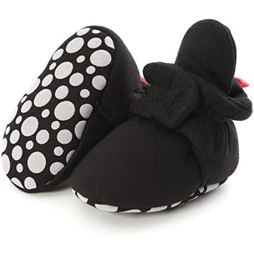 KIDSUN Infant Baby Boy Girl Cozy Fleece Bootie Newborn Stay On Slipper Winter Warm Gripper Non-Slip Crib Shoes