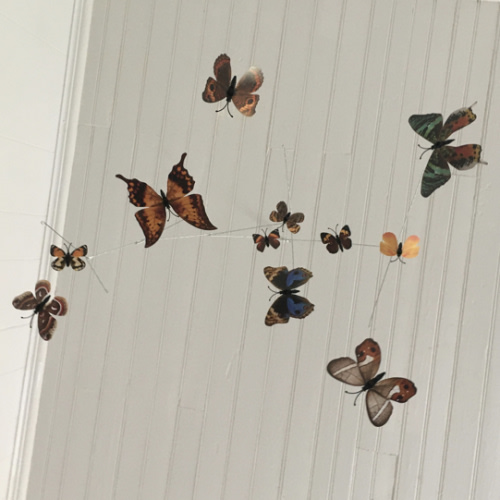 Neutral Butterfly Mobile: Decorative Hanging Nature Decor