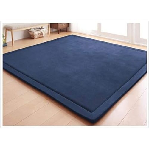 Loartee Nursery Rug Coral Velvet Crawling Rugs Mat Area Rugs Play Crawling Mat(6'7"x7'10", Dark Blue) for Toddler Children Play Mat Yoga Mat Exercise Pads Carpet