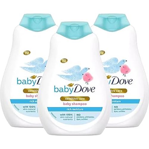 Baby Dove Rich Moisture Shampoo, 3 Pack, Tear Free Mild Formula, Light Clean Scent, hypoallergenic Gentle for Daily Use on Normal to Dry Skin, 13.5 oz. Each