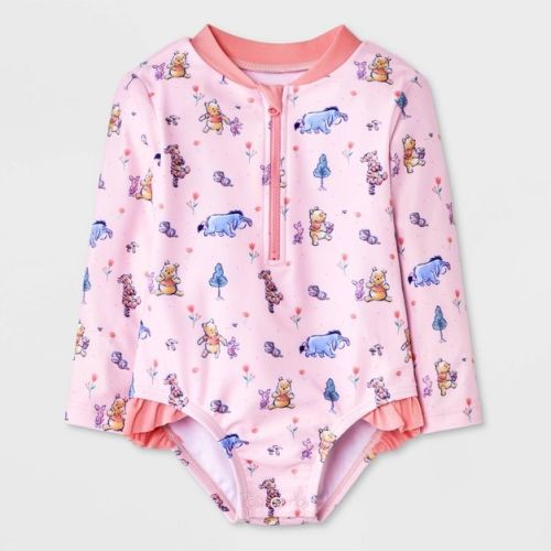 Baby Girls' Pooh One Piece Rash Guard - Light Pink 3M