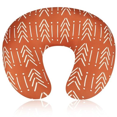 Baby Nursing Pillow Cover, Breastfeeding Pillow Cover Boys Girls, Nursing Pillow Case for Newborn, Soft Fabric Fits Snug On Infant, Washable and Breathable, Vintage Orange