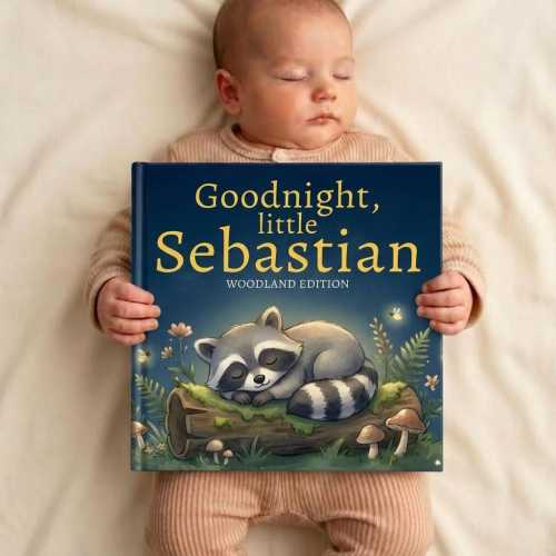 Personalized Raccoon Bedtime Story Book, Custom Raccoon Book, Woodland Nursery Decor Gift, Raccoon Theme Baby Keepsake, Baby Shower Gift