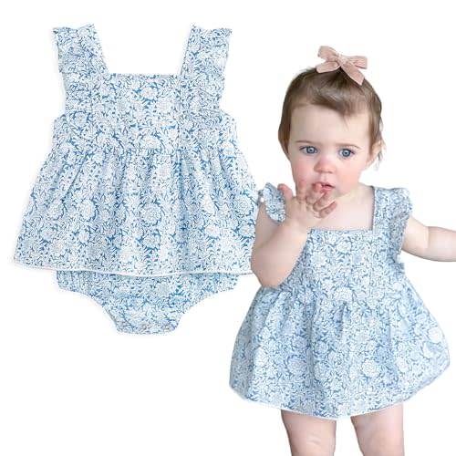 Simplee kids Baby Infant Girls Cotton Short Ruffle Sleeve Summer Romper Outfits 3-24 Months