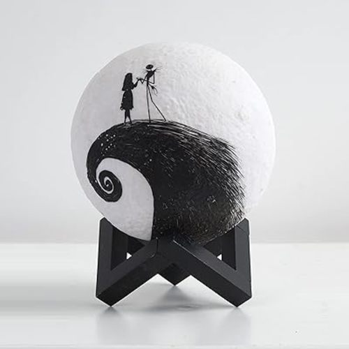 Idea Nuova The Nightmare Before Christmas Spiral Hill LED Mood Light, Color Changing Decorative Lamp Featuring Jack Skellington,Battery Operated Tabletop Light