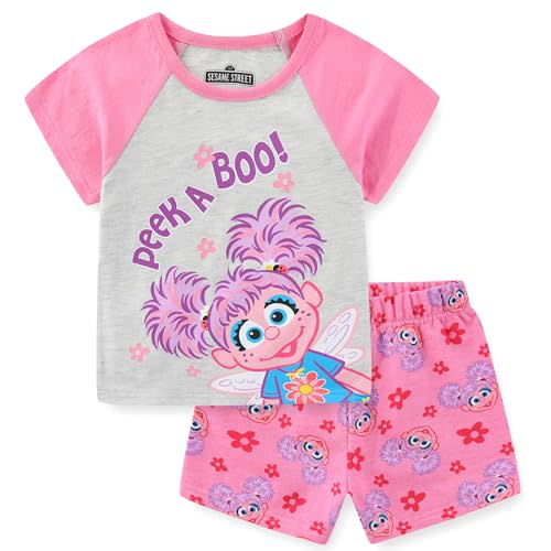 Sesame Street Abby Cadabby Girls Short Sleeve T-Shirt and French Terry Shorts for Infant, Toddler, and Big Kids