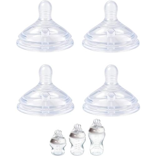 Replacement Nipples for Tommee Tippee Advanced Anti-Colic Baby Bottles, Soft Silicone Baby Bottle Nipples, Medium Flow, 3M+, BPA Free, Dishwasher Safe, 4 Pack