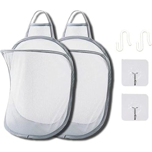 Mesh Collapsible Small Wall Laundry Baskets，Hanging Laundry Hamper，for Hotel, University Dormitory Use by HHSSALIN (2, CLASSIC)