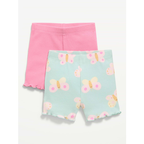 Ribbed Lettuce-Edge Biker Shorts 2-Pack for Baby