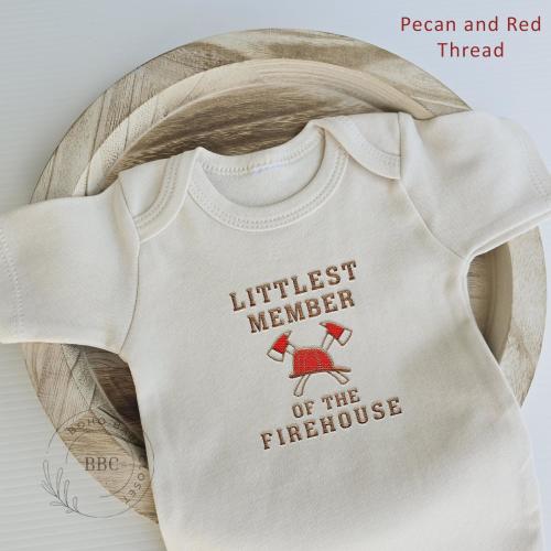 Embroidered Littlest Member of the Firehouse Onesie® Pregnancy Announcement Onesies® Brand Father's Day Gift Surprise to Husband C36