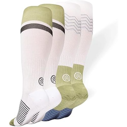 Gripjoy Compression Socks with Grips for Women & Men - 15-20mmHg - Knee High Non-slip Socks