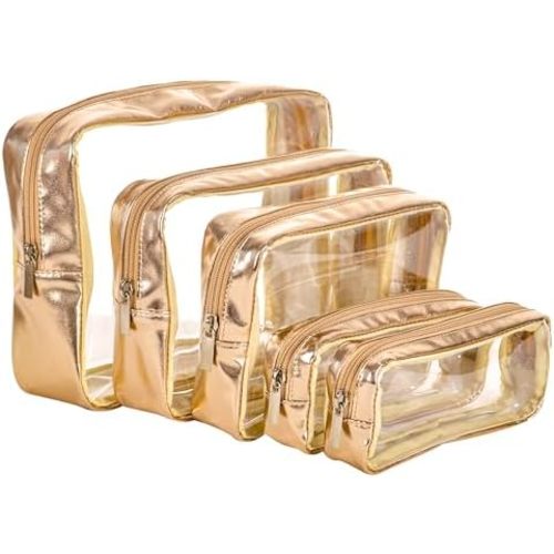 TSA Approved 5-Piece Diaper Bag Organizer Pouch Set Clear Waterproof TPU Kids Toiletry Storage Set Travel Packing Clutch Cube Bags for Baby Nursing