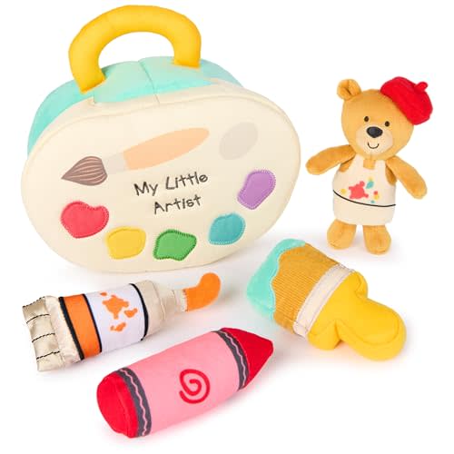 GUND Baby My Little Artist 5-Piece Plush Playset with Rattle, Squeaker and Crinkle Plush Toys, Sensory Toy for Babies and Newborns, 7.5”