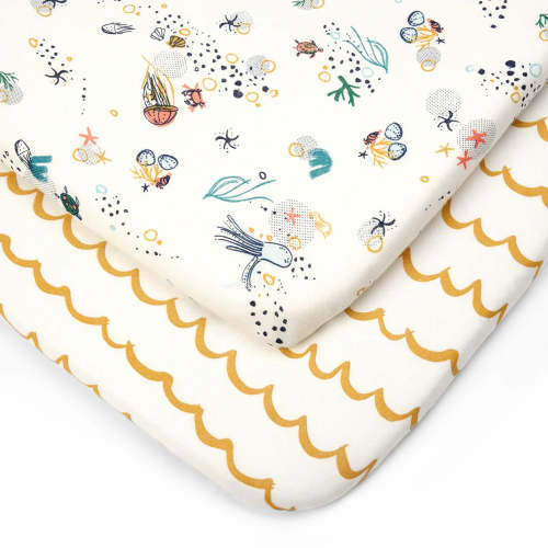 CoZee Bassinet Fitted Sheet Twin Pack in Our Planet | iL Tutto