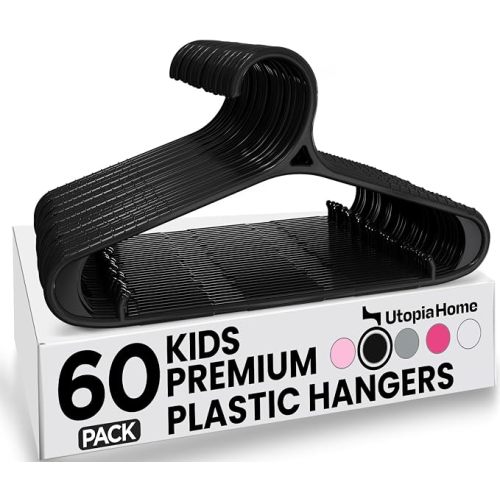 Utopia Home Kids Hangers 60 Pack – 11 Inch Non-Slip Baby Hangers Black
