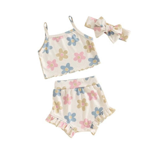 0-3m FLOWERS Crop Top Summer Outfit - Hazel & Bo