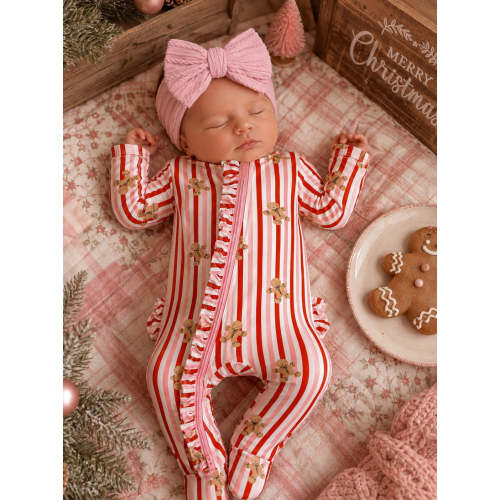 Bamboo Baby Ruffle Footie Gingerbread Lane Pink | Soft & Breathable – SpearmintLOVE