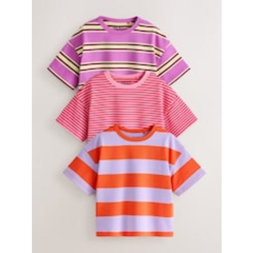 Pink/Purple Stripe T-Shirts 3 Pack from Next USA (6-9m)