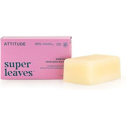 ATTITUDE Body Soap Bar, Natural Origin, Protects and Softens Dry Skin, Watercress, Indian Cress & Olive Oil, EWG Verified & Vegan, Coconut & Wild Berries, 4 Oz
