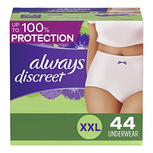 Always Discreet Adult Incontinence & Postpartum Underwear For Women, Size Xxl, Maximum Absorbency, Disposable, 22 x 2 Packs (44 Count total) (Packaging May Vary)
