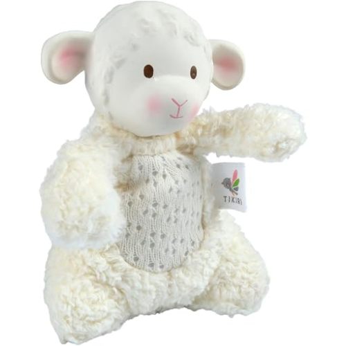 Bahbah The Lamb Baby Soft Toy with Organic Rubber Teether Head – 5.9 inch Infant Comfort Plush with Gentle Rattle | Eco-Friendly Newborn Teething Toy, Organic Cotton Cuddle Doll Gift (0+ Months)
