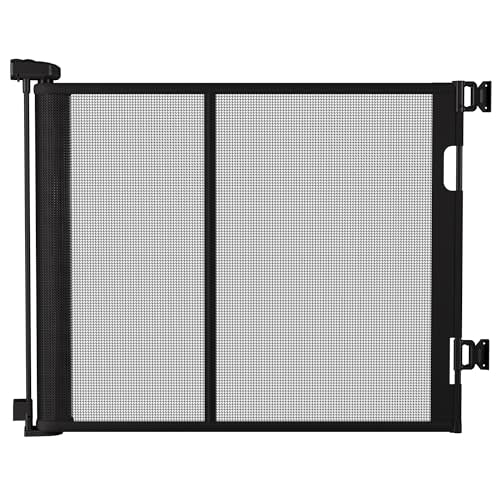 Retractable Baby Gates for Stairs& Doorways, Extends to 55", Black | 34 inches Tall Extra Wide Pet Gate for Hallways and Garage, Indoor Outdoor Safety Gate for Toddlers & Small Dogs