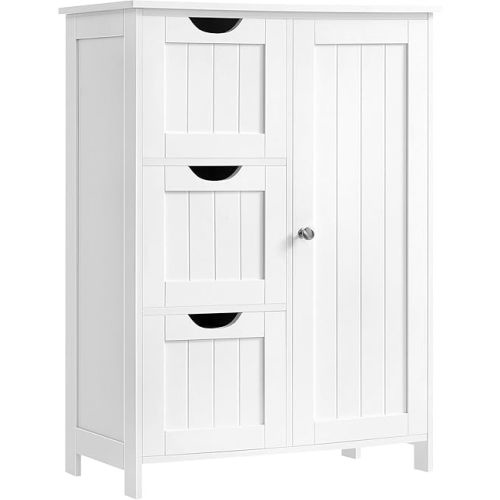 VASAGLE Floor Storage Cabinet, Freestanding Storage Unit with 3 Drawers, 1 Adjustable Shelf, for Bathroom Living Room Dining Kitchen, 11.8 x 23.6 x 31.5 Inches, Cloud White UBBC049WH01S