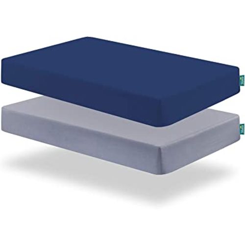 Biloban Baby Crib Sheet, 2 Pack, 28 x 52, Gray/Blue