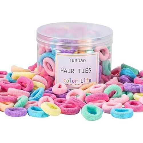 100 Psc Baby Hair Ties,Soft Cotton Toddler Hair Ties,Small Seamless Hair Bands for Girls and Kids,Multicolor Hair Elastics Ponytail Holders