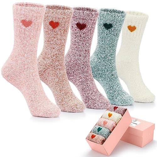 5 Pairs Fuzzy Soft Cozy Comfortable Socks for Women, Casual Sleep Comfy Socks, Perfect Warm Winter Gifts for Women