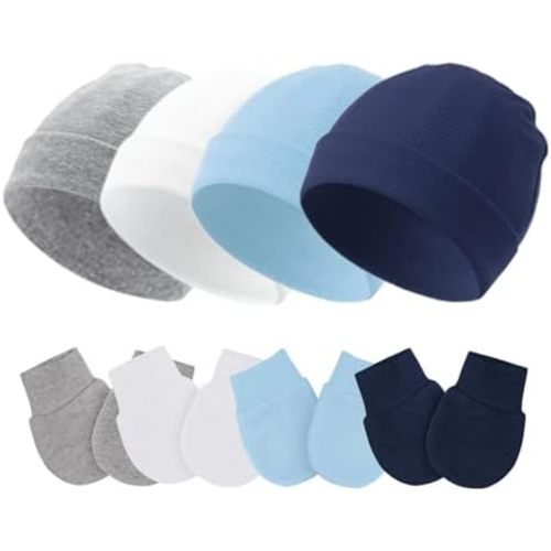 Baby Hats and Mittens Newborn Hats Gloves Infant Beanie Soft Cap Mitten Sets for 0-6 Months Boys Girls