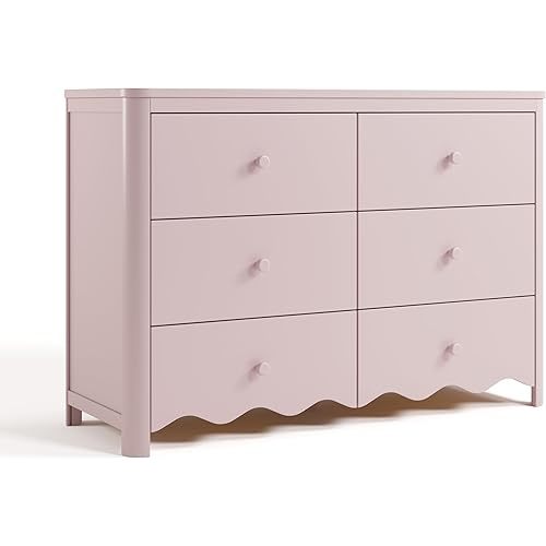 Storkcraft Casablanca 6 Drawer Dresser (Blush) – GREENGUARD Gold Certified, Nursery & Kids' Bedroom with Spacious Storage, Safety Interlocking Drawer System, Easy Assembly with Pre-Installed Tracks